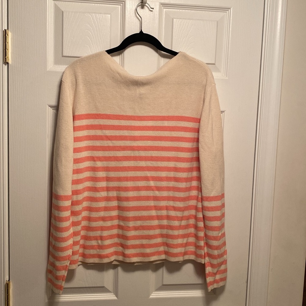 Brand New Who What Wear Coral Almond/Birch Stripe Sweater…size L - Picture 2 of 5